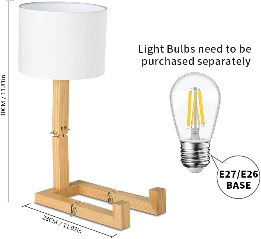 Cute Desk Lamp, Unique Table Lamp,Wooden Bedside Table Lamps Fun Quirky Robot Lamp Whimsical Cute Light for Home,Dorm Room,Kids Room,Office,Gift, Adjustable Shape