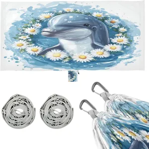 Cute Dolphin with Daisies Camping Hammock Single Portable Hammocks 330 lbs Capacity with 2 Tree Straps and Attached Carry Bag,Perfect for Outdoor,Indoor,Beach,Camping,Travel