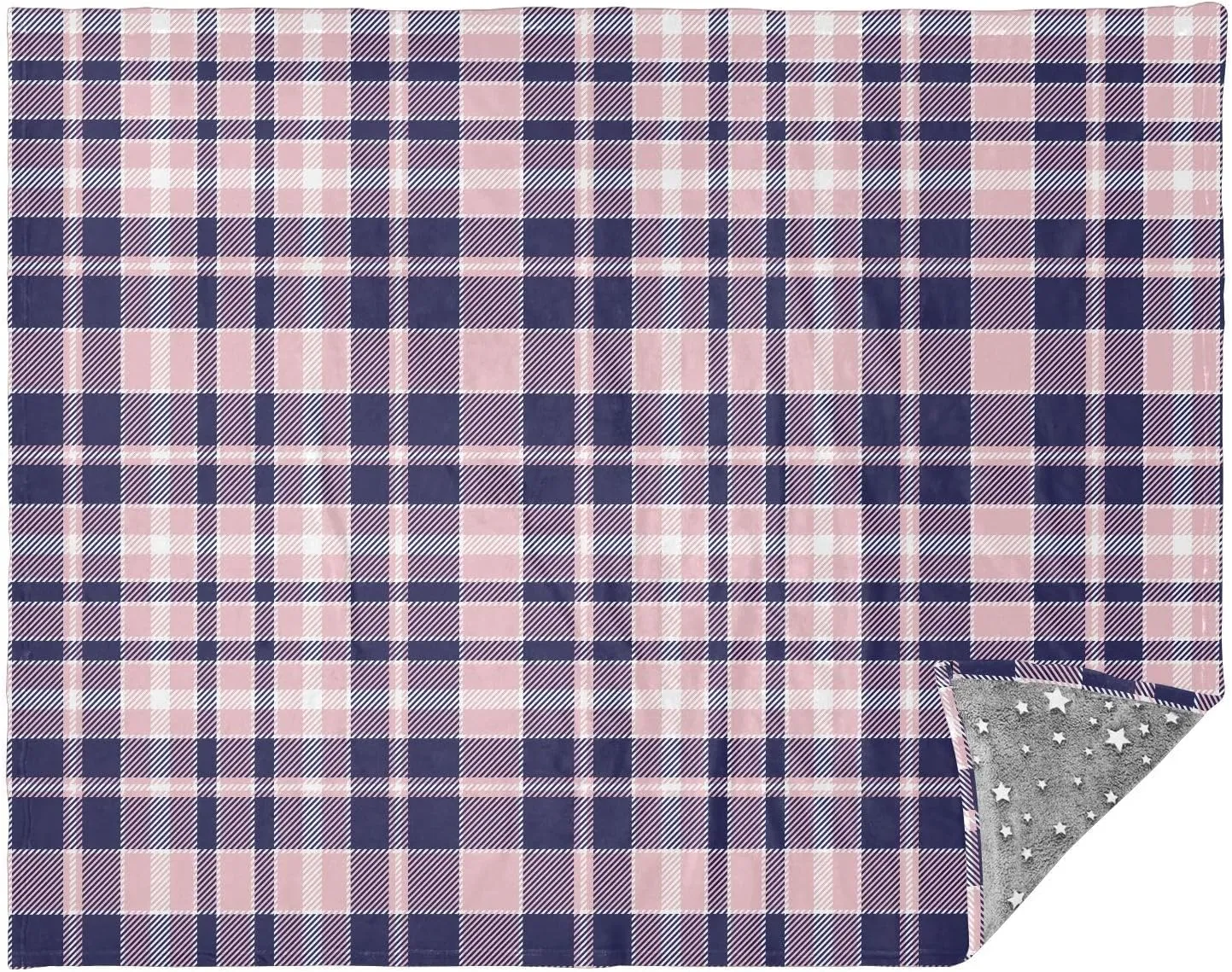 Cute Pink Plaid Navy Camping Blanket, Insulation Blanket, Throws for Women, Thin Travel Blanket