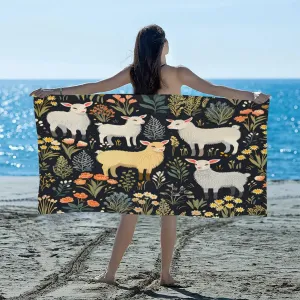 Cute Sheep Lambs Beach Towel 61x31 Inch Microfiber Bath Shower Towels for Adults Kids Lightweight Quick Dry Large Travel Towels for Swimming Camping Yoga Gym