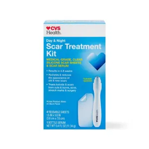 CVS Health Scar Treatment Kit: Silicone Sheets & Serum for Hydration and Scar Reduction - Natural, Medical-Grade Ingredients, Clear