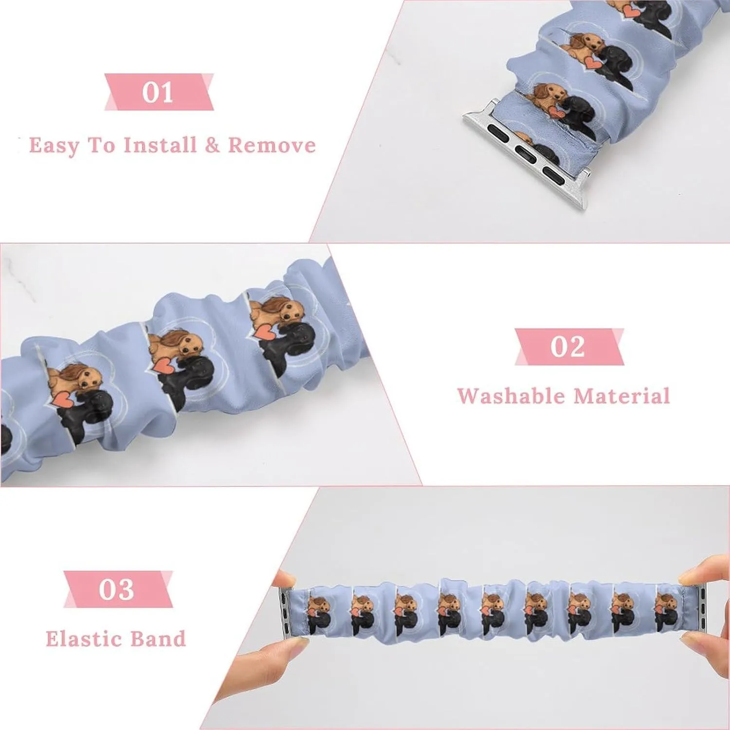 Dachshund Couple Lover Fashion Watch Strap Scrunchies Wristbands Compatible With IWatch Series