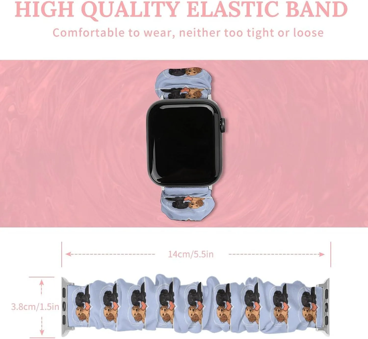 Dachshund Couple Lover Fashion Watch Strap Scrunchies Wristbands Compatible With IWatch Series