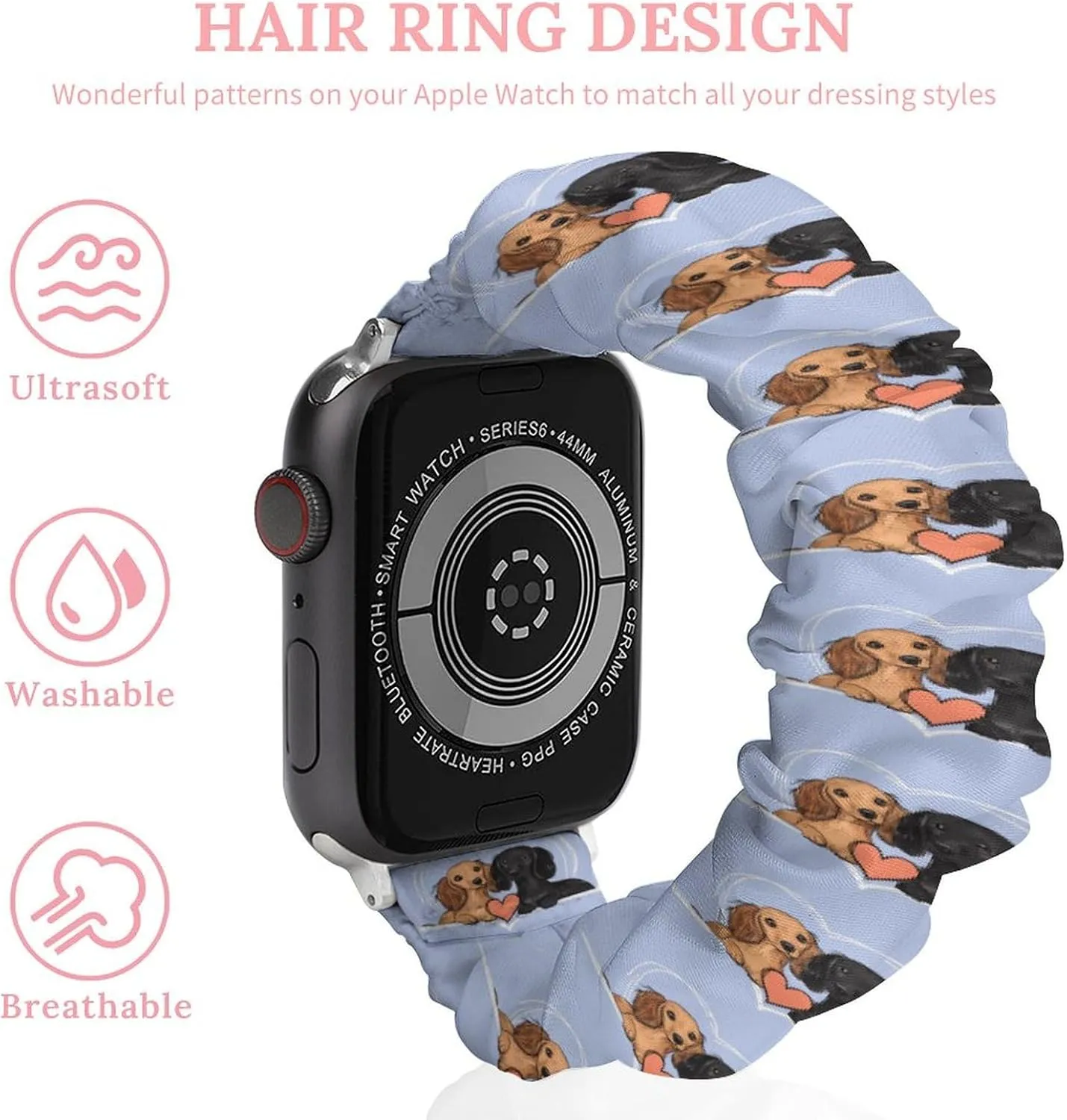 Dachshund Couple Lover Fashion Watch Strap Scrunchies Wristbands Compatible With IWatch Series