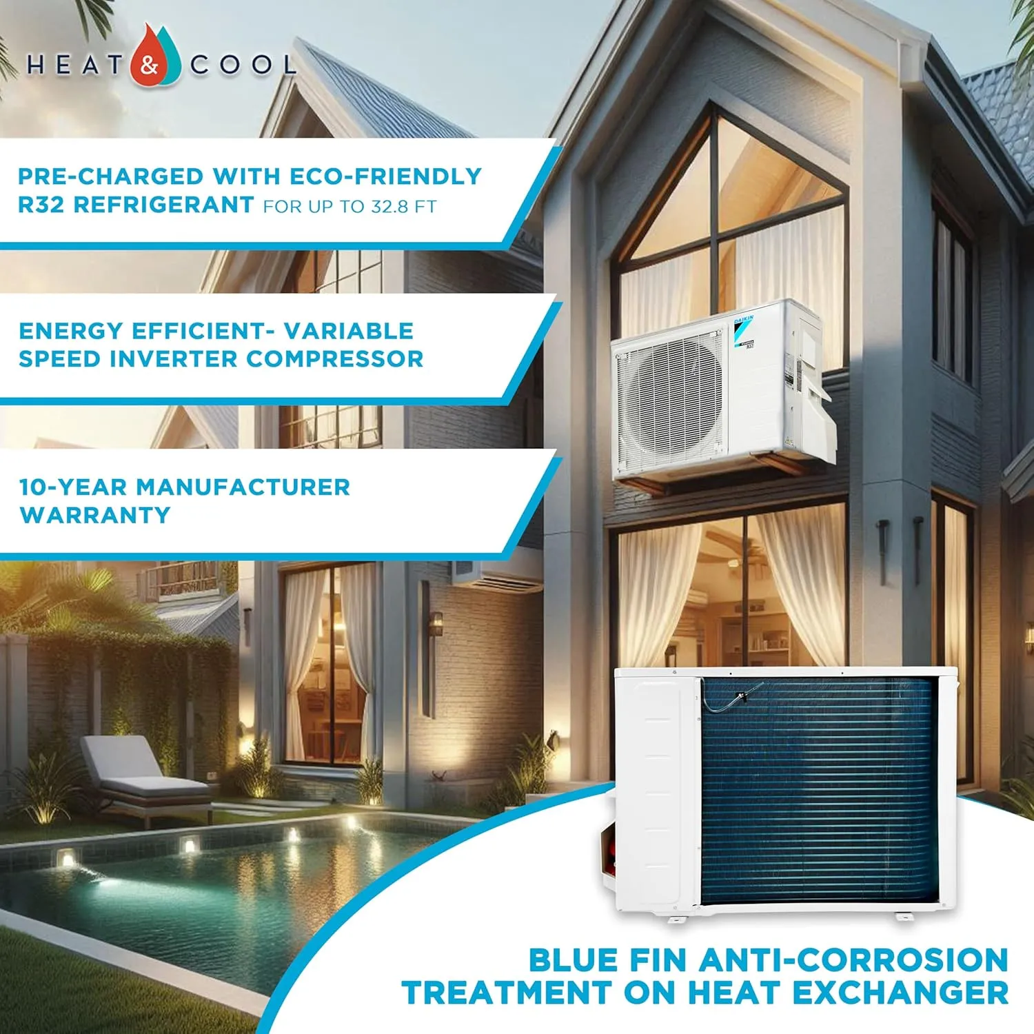 Daikin 18,000 BTU 18 SEER2 Entra R32 Series Ductless Mini Split Heat Pump System w/Maxwell All-Inclusive 15’ Installation Kit and Wall Mounting Bracket (230V)