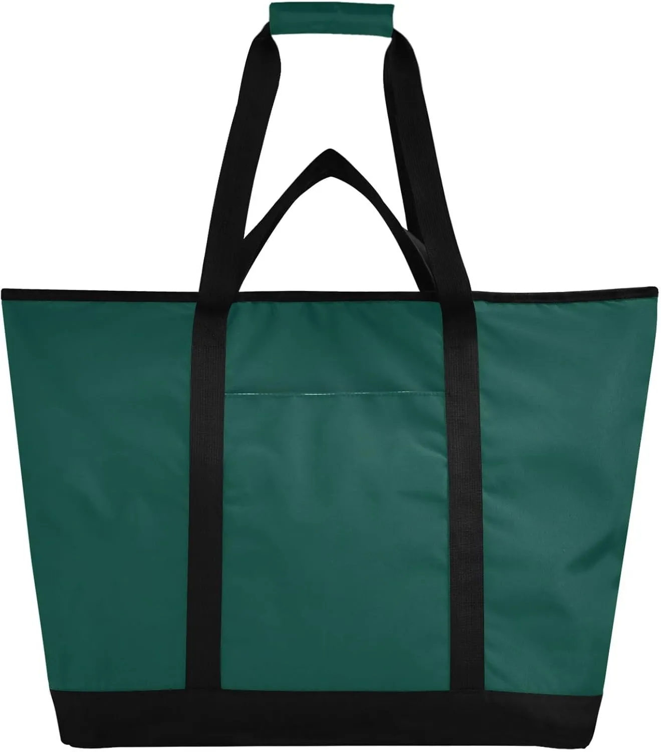 Dark Green Solid Color Reusable Insulated Lunchbox Cooler Bag, Leakproof Kitchen Grocery Bag Collapsible Portable Cooler Tote Bag for Picnic, Camping, Office, Travel