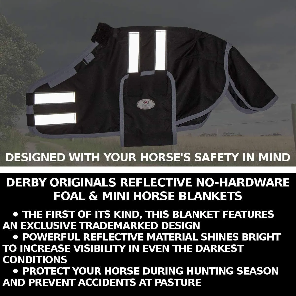 Derby Originals 600D Ripstop Waterproof Reflective Safety Winter Foal and Mini Horse Turnout Blanket 150g Medium Weight