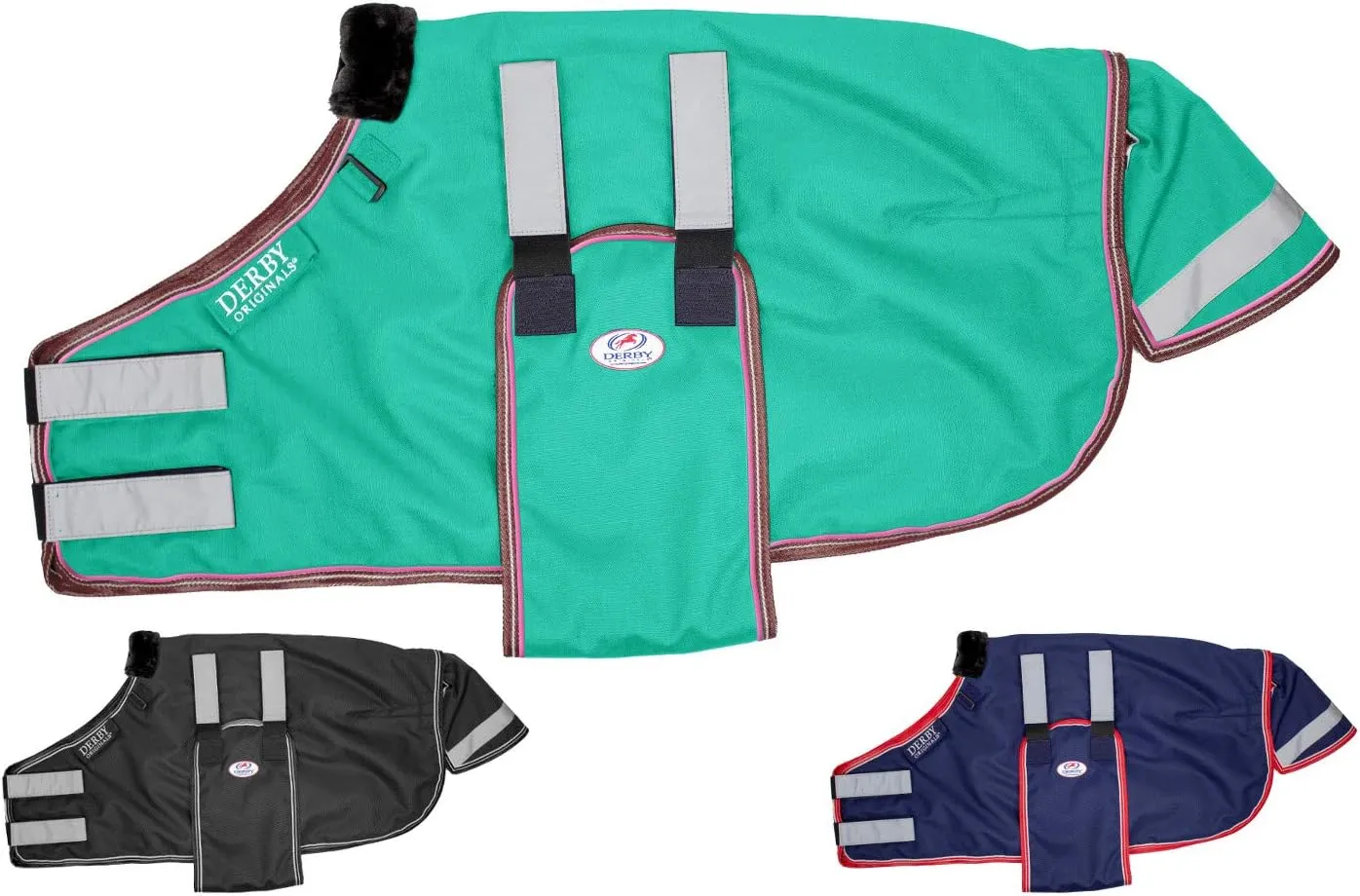 Derby Originals Reflective Safety No Hardware Winter Turnout Blanket for Foals & Mini Horses 1200D Waterproof Ripstop 150g Insulation Triple Layer Breathable 210T Lining