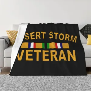Desert Storm Veteran 3D Prin Flannel Fleece Blanket Lightweight Blanket for Sofa Camping Couch Blanket 80"x60"