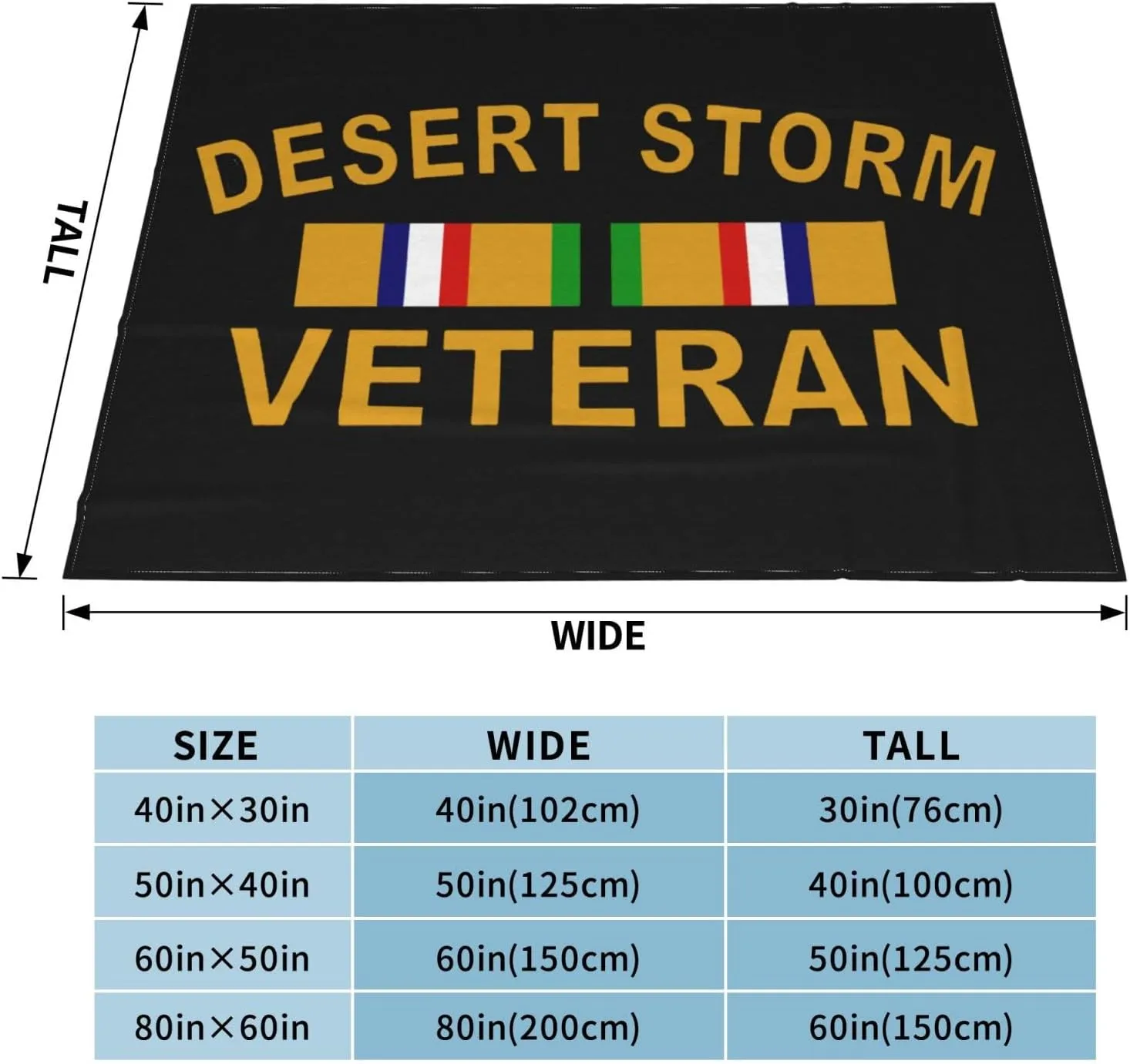 Desert Storm Veteran 3D Prin Flannel Fleece Blanket Lightweight Blanket for Sofa Camping Couch Blanket 80"x60"