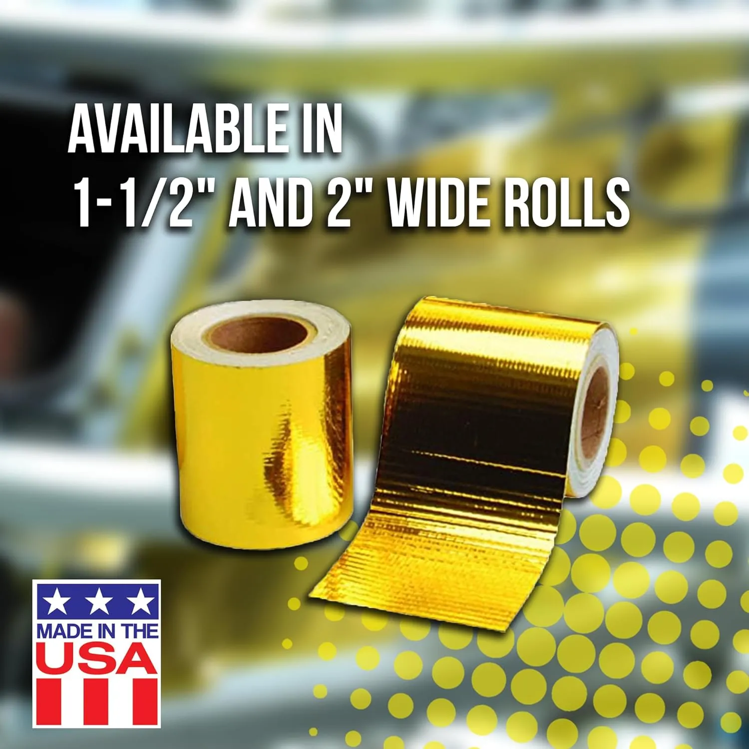 Design Engineering INC. Reflect-A-Gold High-Temperature Heat Reflective Adhesive Backed Roll (2" x 15') - Insulation Tape Wrap for Engine Covers & More