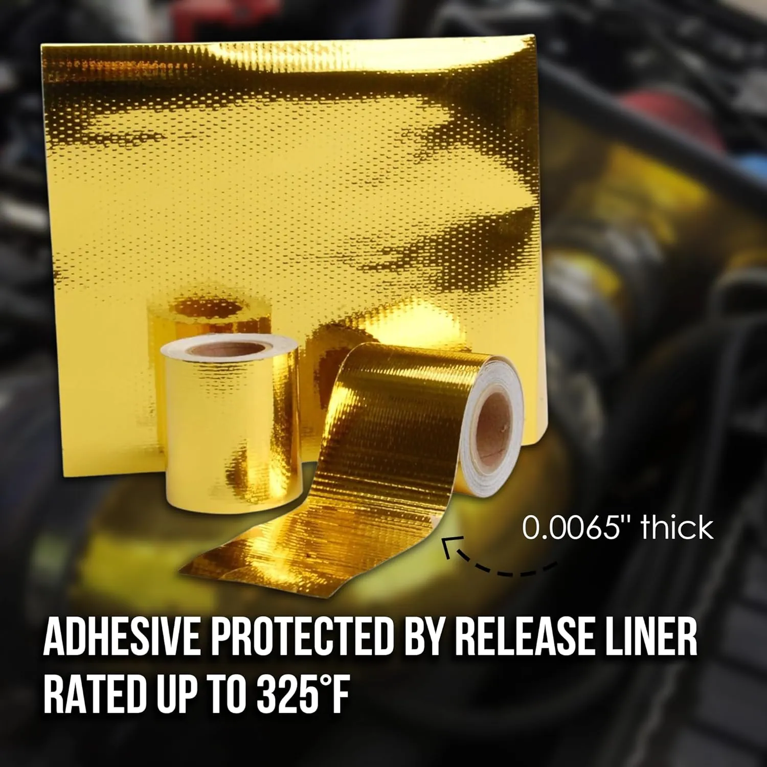 Design Engineering INC. Reflect-A-Gold High-Temperature Heat Reflective Adhesive Backed Roll (2" x 15') - Insulation Tape Wrap for Engine Covers & More