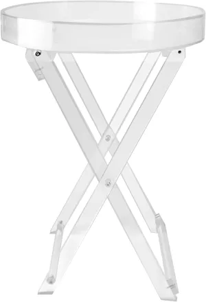 Designstyles Acrylic Folding Tray Table – Modern Chic Accent Desk - Kitchen and Bar Serving Table - Elegant Clear Design (Round Tray Table)