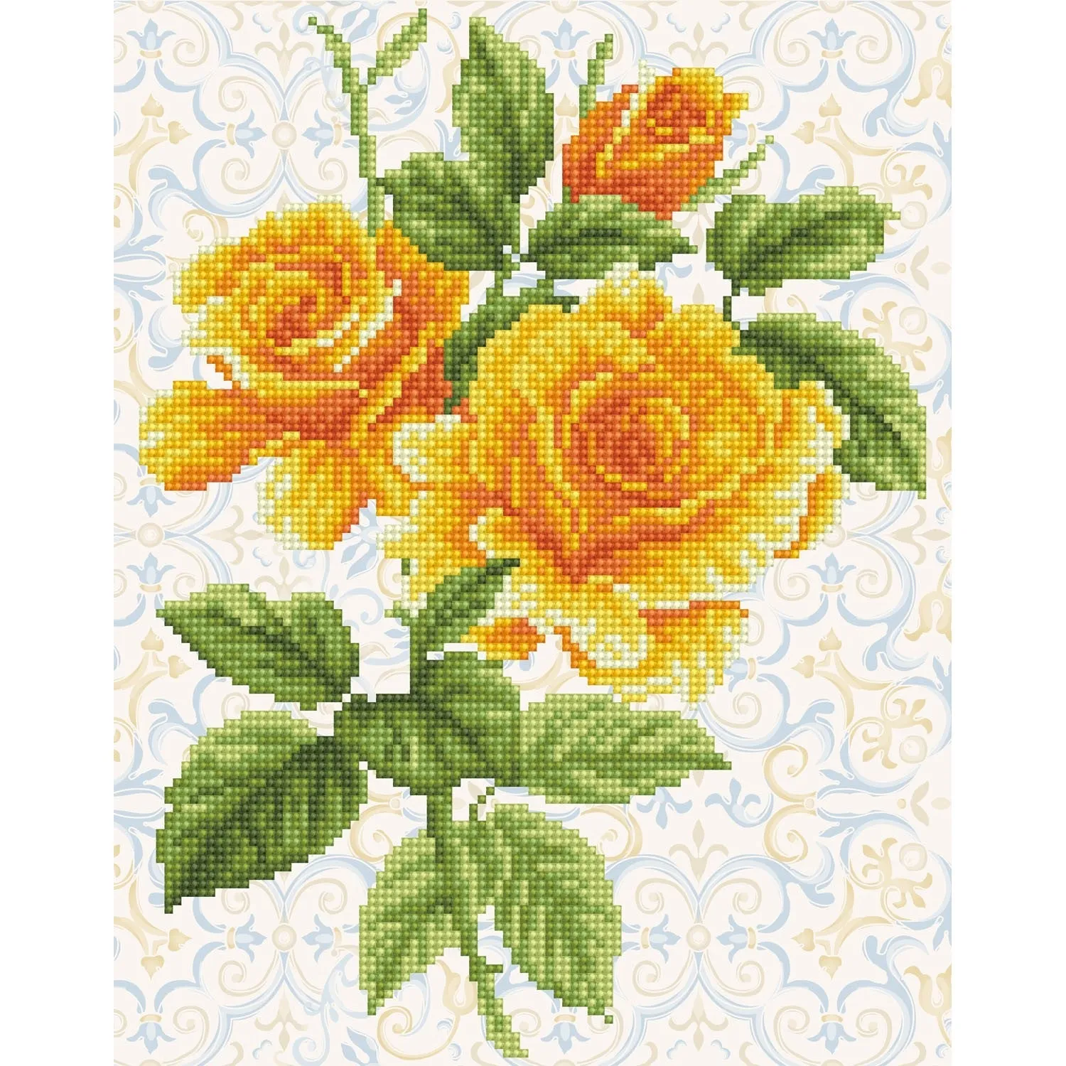 Diamond Dotz Yellow Rose Bouquet with Frame - 8.7 x 8.7 in