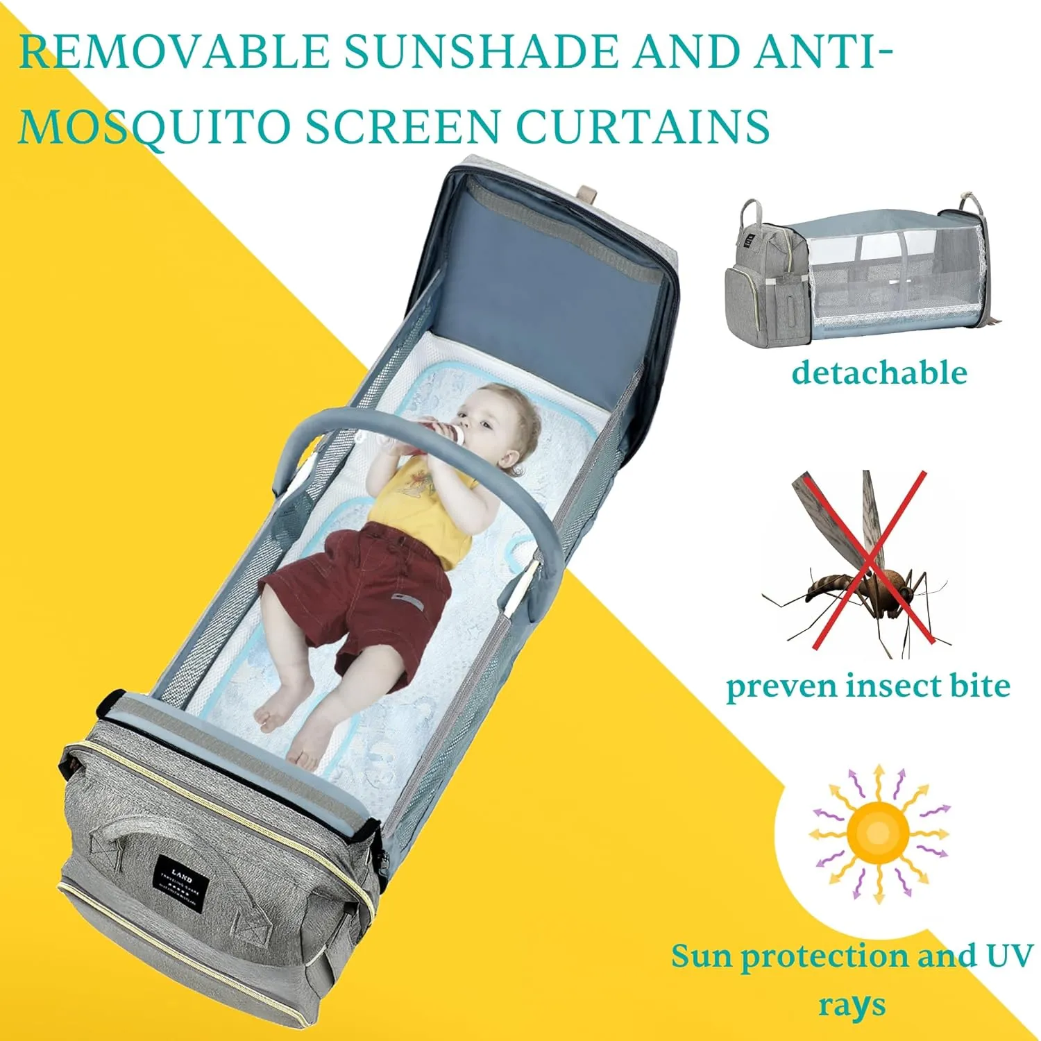 Diaper Bag Backpack, Waterproof Foldable Diaper Bag, Diaper Changing Table Backpack, Essential Diaper Bag Backpack for Traveling with Baby(Large Gray)