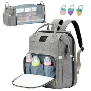 Diaper Bag Backpack, Waterproof Foldable Diaper Bag, Diaper Changing Table Backpack, Essential Diaper Bag Backpack for Traveling with Baby(Large Gray)