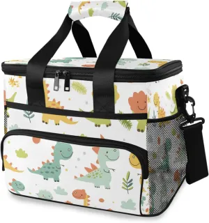 Dinosaur Childish Dino Cooler Bag Insulated Cooler Soft Sided Cooler 24 Can Portable Picnic Bag Large Leakproof Lunch Bag Box for Beach Grocery Camping Travel Car Men Women