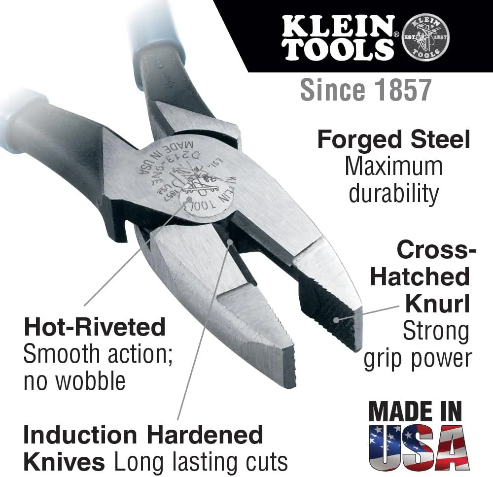 Dipped Plier Kit, Diagonal-Cutting, Needle-Nose, Side-Cutting High Leverage Linesman Pliers, Cutter and Crimper, 5-Piece