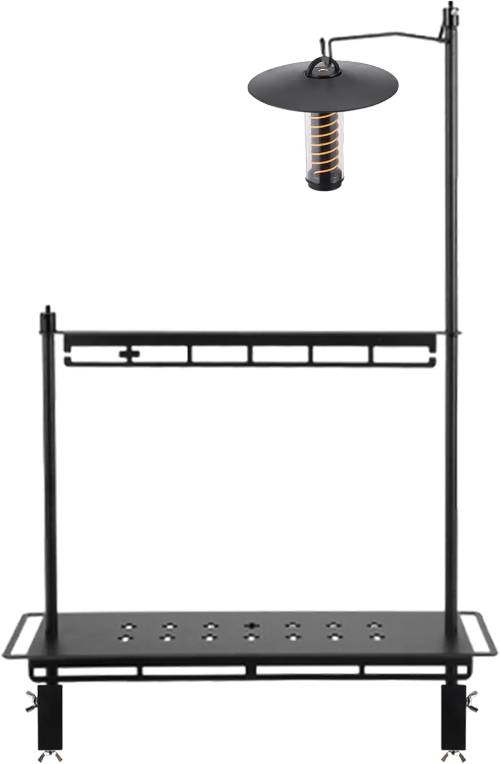 Display Rack, Camping Foldable Storage Rack, Multifunctional Aluminum Lightweight Folding Table Stand, with Lantern Stand, Sturdy Portable Folding Shelf Rack Organizer (B)