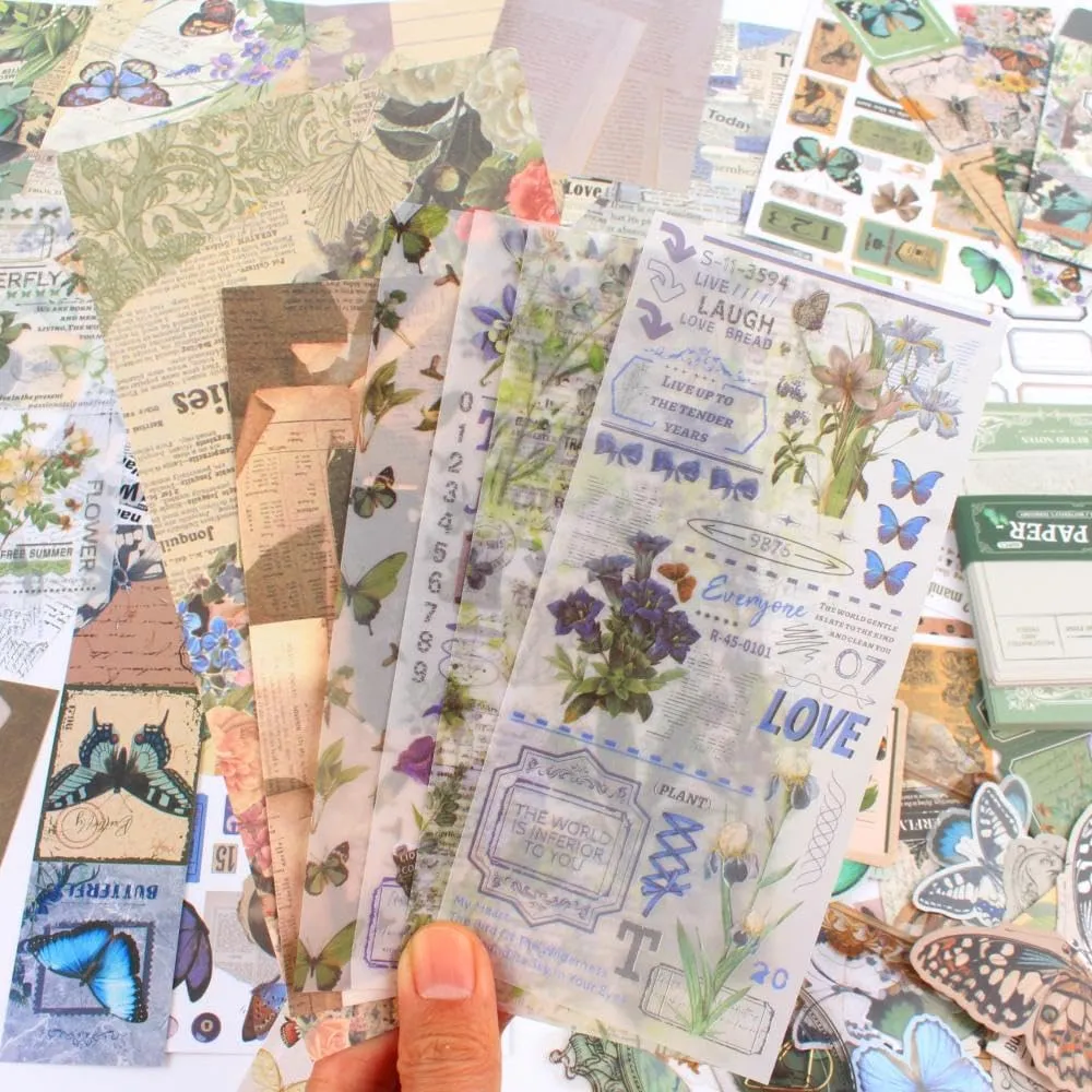 Diuhofart Scrapbook Kits for Adults Women, Aesthetic Stationery Scrap Booking Supples Kit with A6 Grid Notebook for Junk Journal Supplies, DIY Paper Craft Art Materials