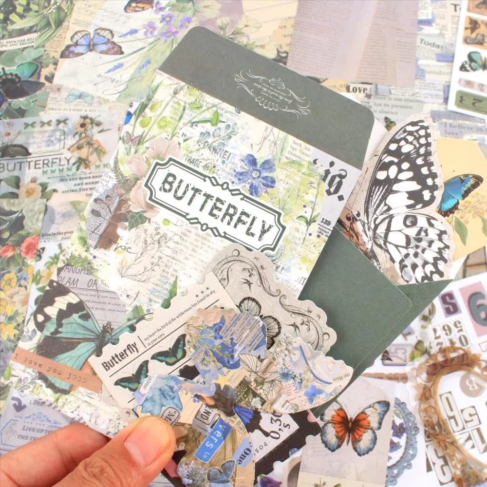 Diuhofart Scrapbook Kits for Adults Women, Aesthetic Stationery Scrap Booking Supples Kit with A6 Grid Notebook for Junk Journal Supplies, DIY Paper Craft Art Materials
