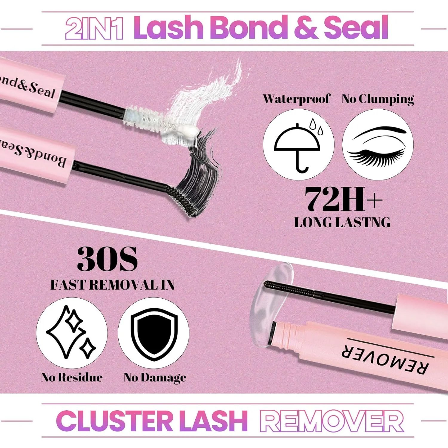 DIY Lash Extension Kit 662pcs Lashes Clusters with Bottom Lashes,1X/2X Magnification Compact Mirror with Light,Lash Bond and Seal,Eyelash Remover Tweezers Applicator Mascara Brush