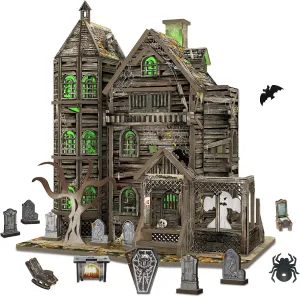 DIY Miniature House Kits for Adults - Haunted House 3D Wooden Puzzle for Teens, Decorative Bookends for Office, Home, Desk, Mini Tiny Dollhouse Kit Ideal for Halloween, Christmas, Friends, Kids, Boys