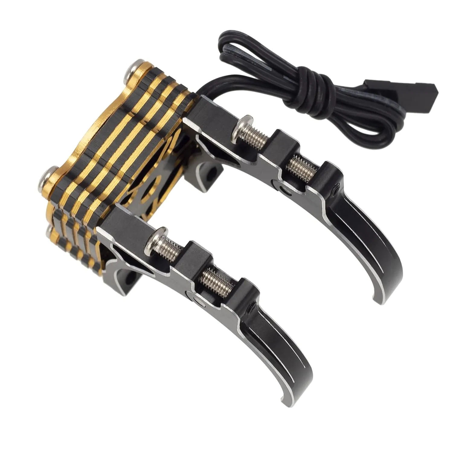 DKKY RC Motor Cooling Fan Heatsink 40-43mm Adjustable for Arrma Axial Traxxas 1/8 1/10 RC Crawler Car 4274 4068 4268 with 42mm Motor (Black Gold)