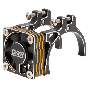 DKKY RC Motor Cooling Fan Heatsink 40-43mm Adjustable for Arrma Axial Traxxas 1/8 1/10 RC Crawler Car 4274 4068 4268 with 42mm Motor (Black Gold)