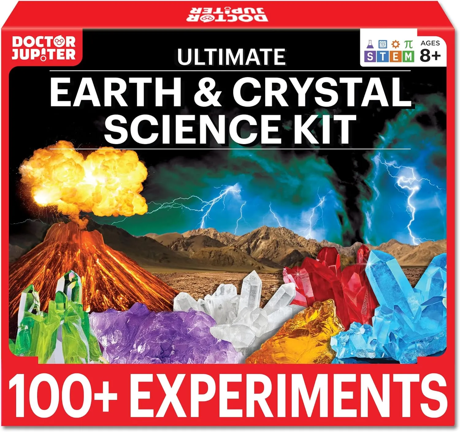 Doctor Jupiter STEM Science Kit - 100  Experiments| Birthday Gift Ideas, Toys for Boys & Girls Ages 7-8-9-10-11-12 Year Old| Volcano Kit, Crystal Growing for Kids - Amazon Exclusive