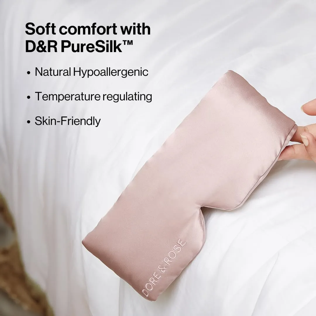 Dore & Rose Deep Sleep Mask Light Blocking, 23 Momme Mulberry Silk Eye Mask, Ultra Soft, Adjustable - Travel Sleeping Mask for Men & Women - Lotus