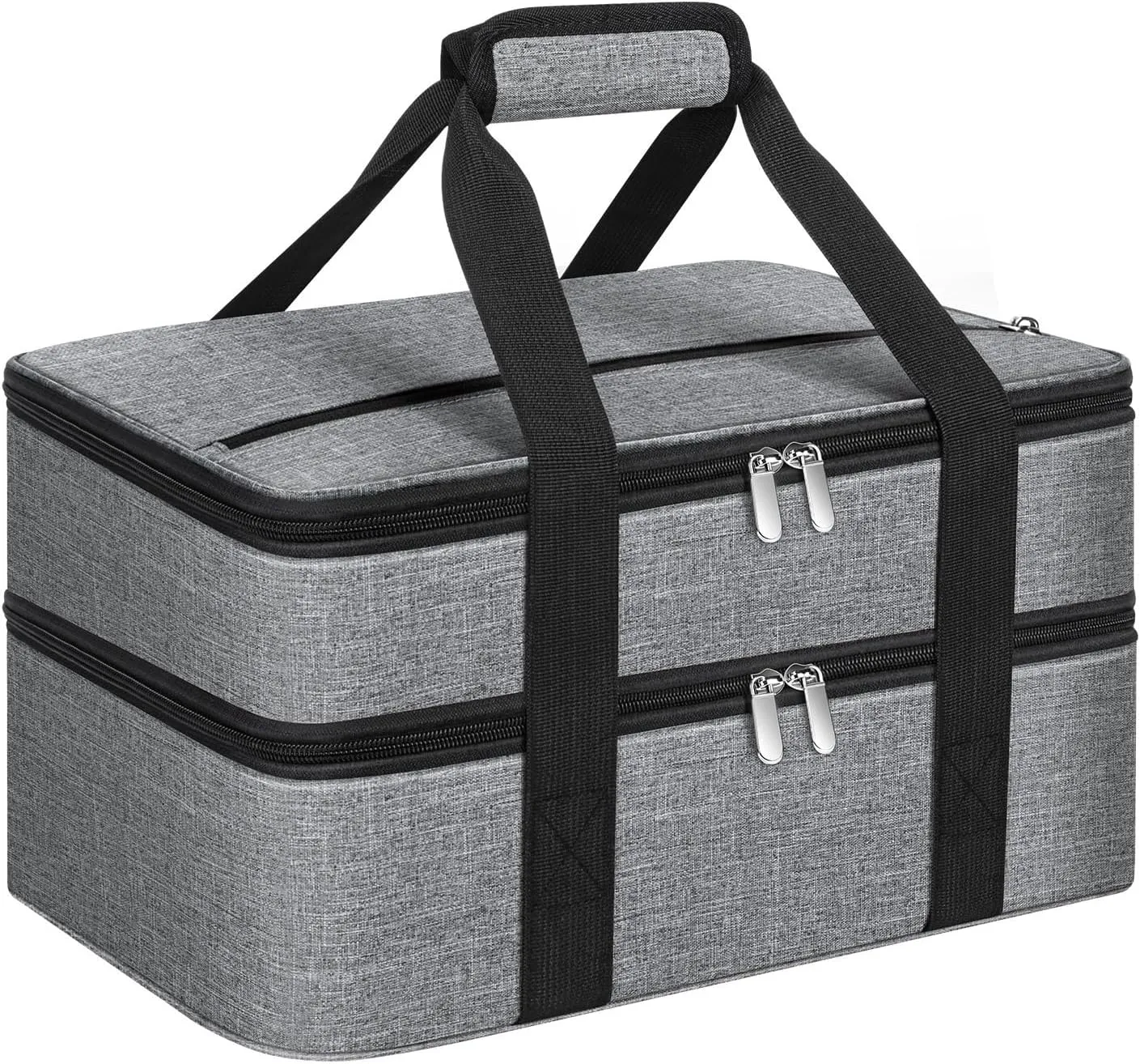 Double Insulated Casserole Carrier, Portable Casserole Carrier for Hot or Cold Food Lunch Tote Warmer or Cooler Bag, Lasagna Lunch Bag for Potluck Parties- Fits 9" x 13" Baking Dish-Grey