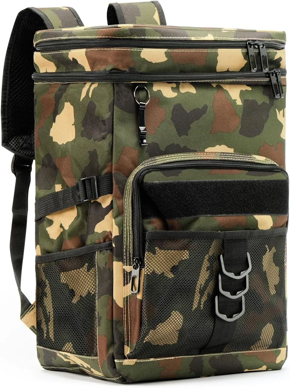 Double Sections Backpack Cooler Insulated Leak Proof Cooler Bag for Men Women,Tactical Large Capacity Cooler Bag, Lunch Backpack Bag for Beach Hiking Camping Picnics Work