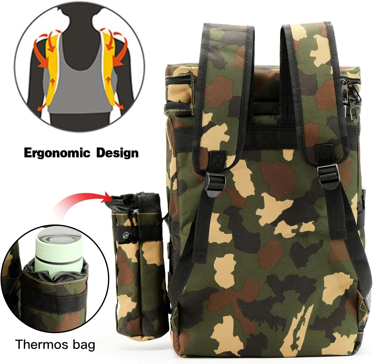 Double Sections Backpack Cooler Insulated Leak Proof Cooler Bag for Men Women,Tactical Large Capacity Cooler Bag, Lunch Backpack Bag for Beach Hiking Camping Picnics Work