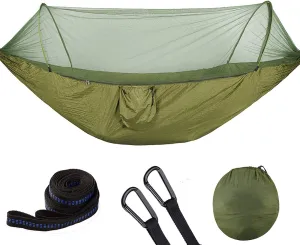 Double/Single Portable Camping Hammock with Mosquito Net(Army Green)