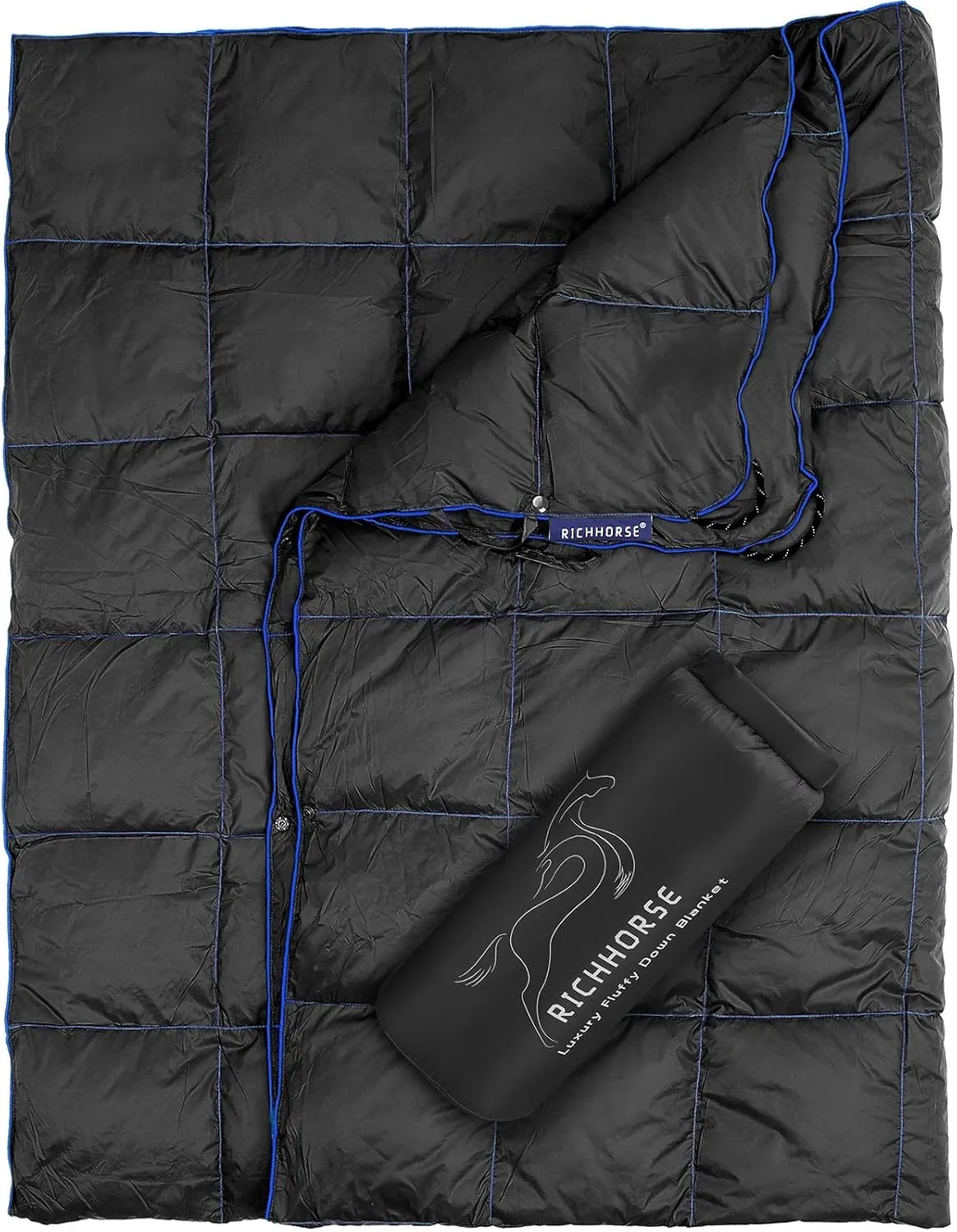 Down Camping Blanket - Packable Backpacking Quilt, Lightweight, Portable, Warm Puffy Camp Blanket, Down Quilt, Water-Resistant, Comfort