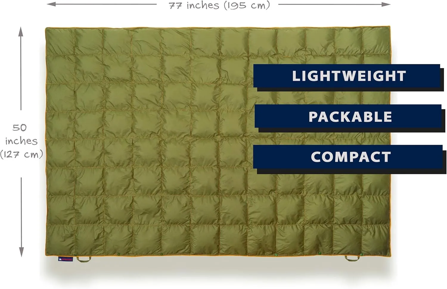 Down Camping Blanket - Puffy, Packable, Lightweight and Warm | Ideal for Outdoors, Travel, Stadium, Festivals, Beach, Hammock | 650 Fill Power Water-Resistant Backpacking Quilt