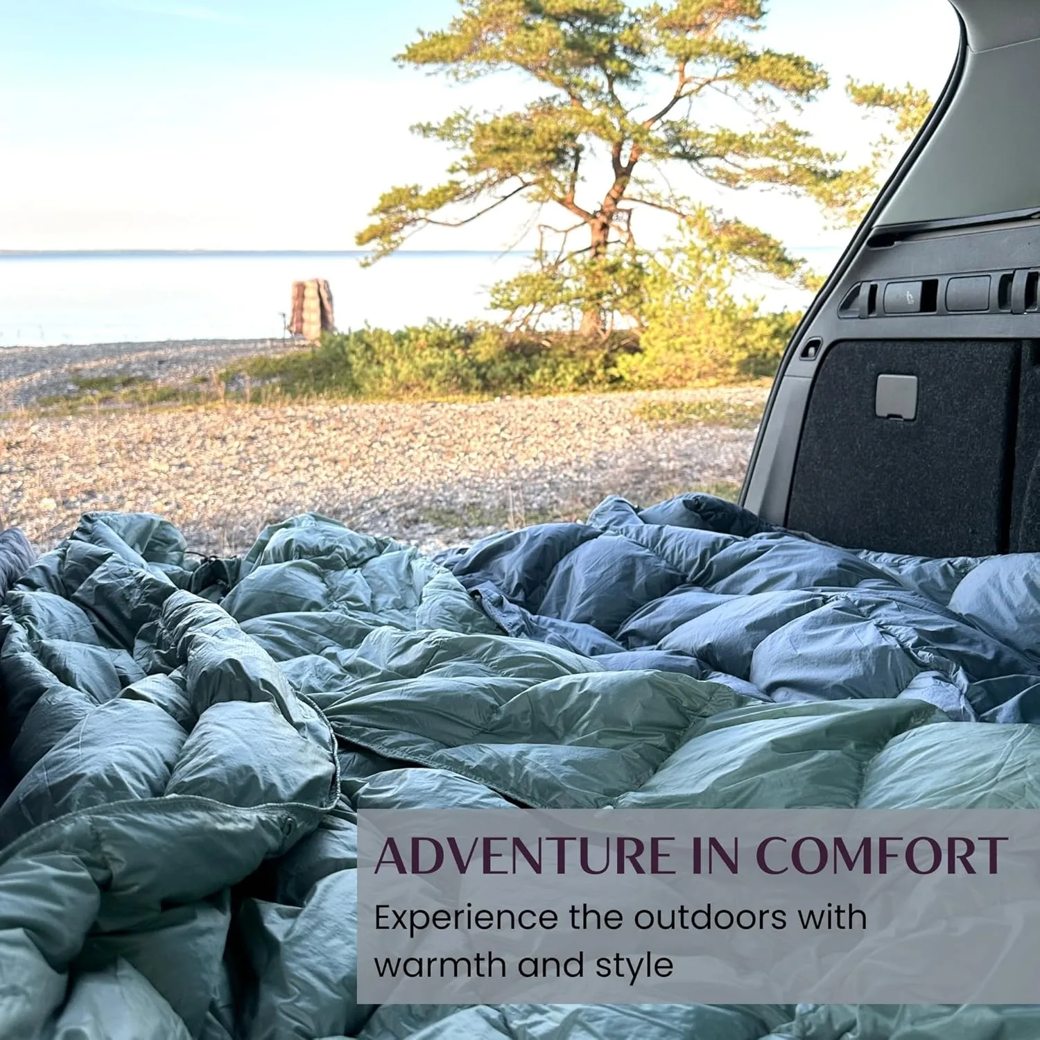 Down Camping Blanket with Footbox - Packable Warm Puffy Lightweight Camp Quilt - Water Resistant for Backpacking Hiking Travel – Compact Outdoor Throw Sleeping Blanket with Bag - 52x77