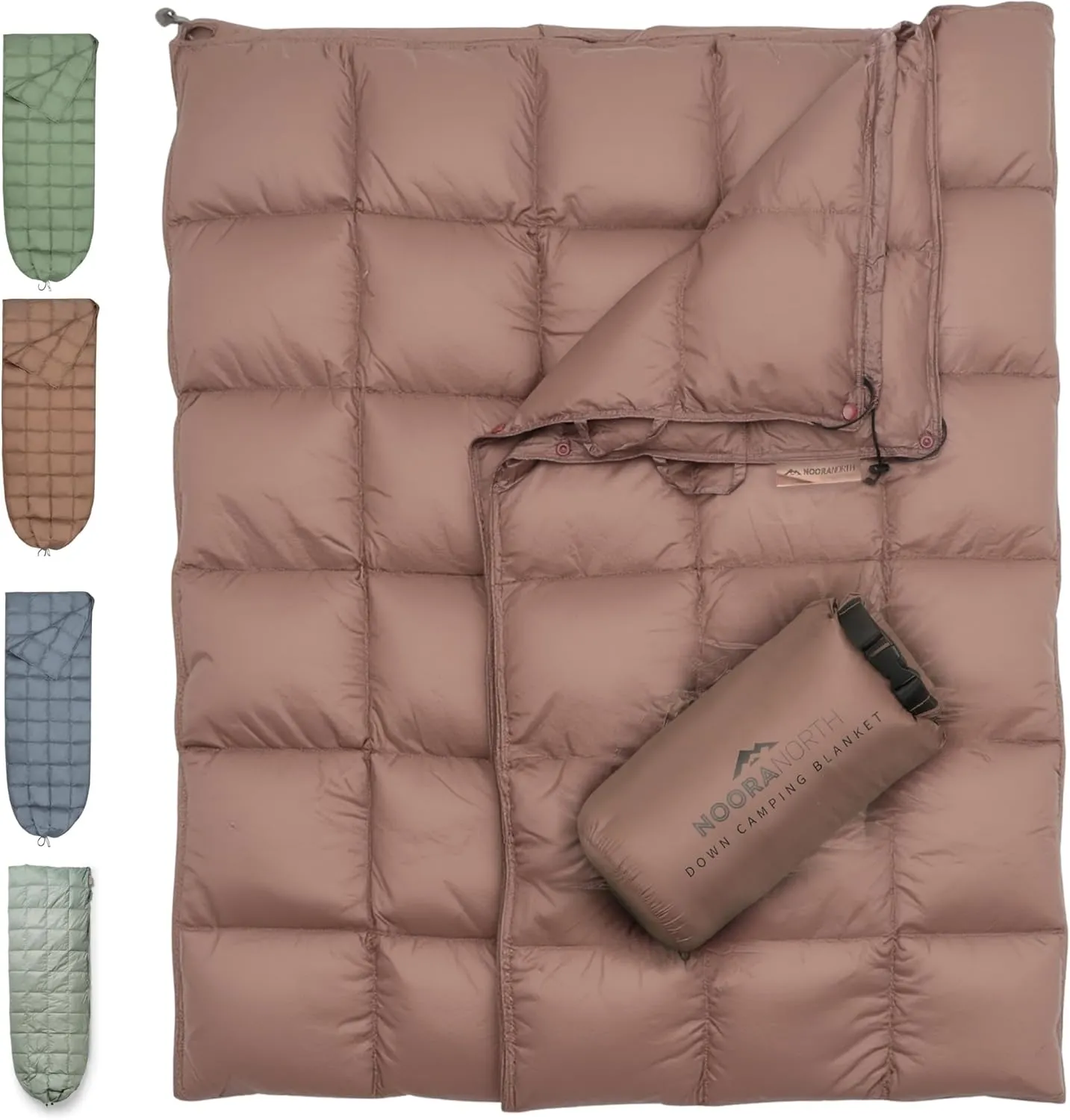 Down Camping Blanket with Footbox - Packable Warm Puffy Lightweight Camp Quilt - Water Resistant for Backpacking Hiking Travel – Compact Outdoor Throw Sleeping Blanket with Bag - 52x77