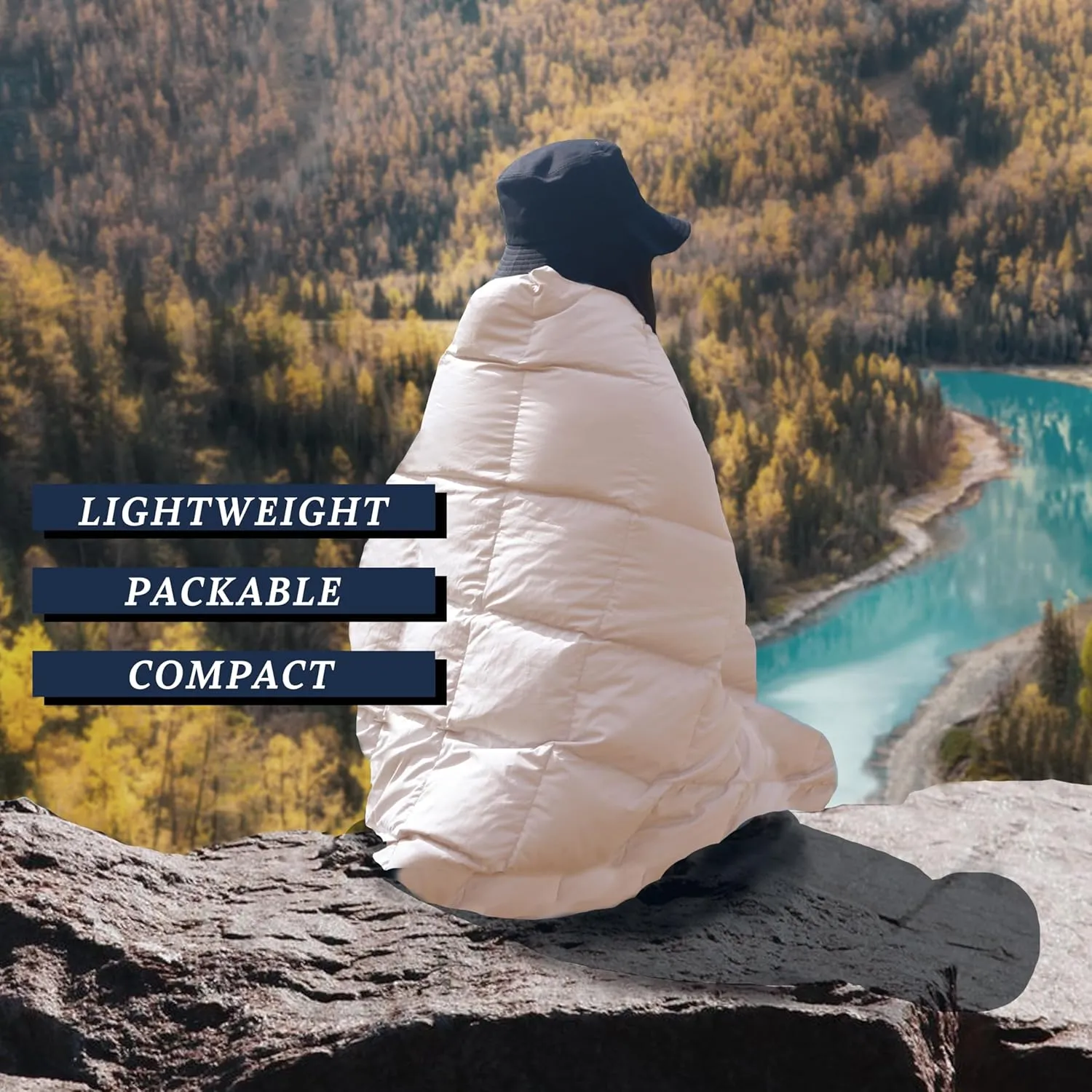 Down Camping Blanket,Puffy Down Blanket Packable Lightweight Down Throw Quilt Water-Resistant Outdoor Travel Blanket for Camping,Hiking,Stadium,Picnic,Car 39x55''Pink