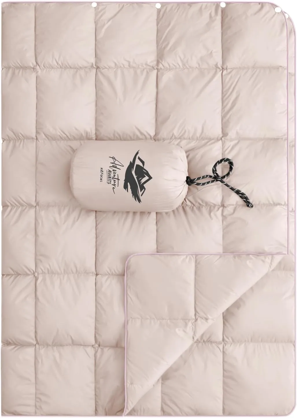 Down Camping Blanket,Puffy Down Blanket Packable Lightweight Down Throw Quilt Water-Resistant Outdoor Travel Blanket for Camping,Hiking,Stadium,Picnic,Car 39x55''Pink