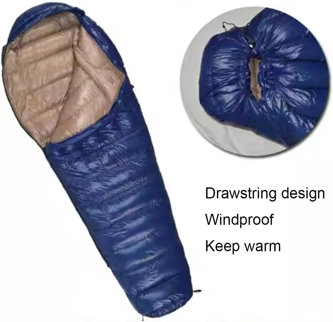 Down Sleeping Bag, Filling 1000g FP700 White Goose Down Winter Sleeping Bag, Backpacking Mummy Down Sleeping Bag for Lightweight Hiking & Camping