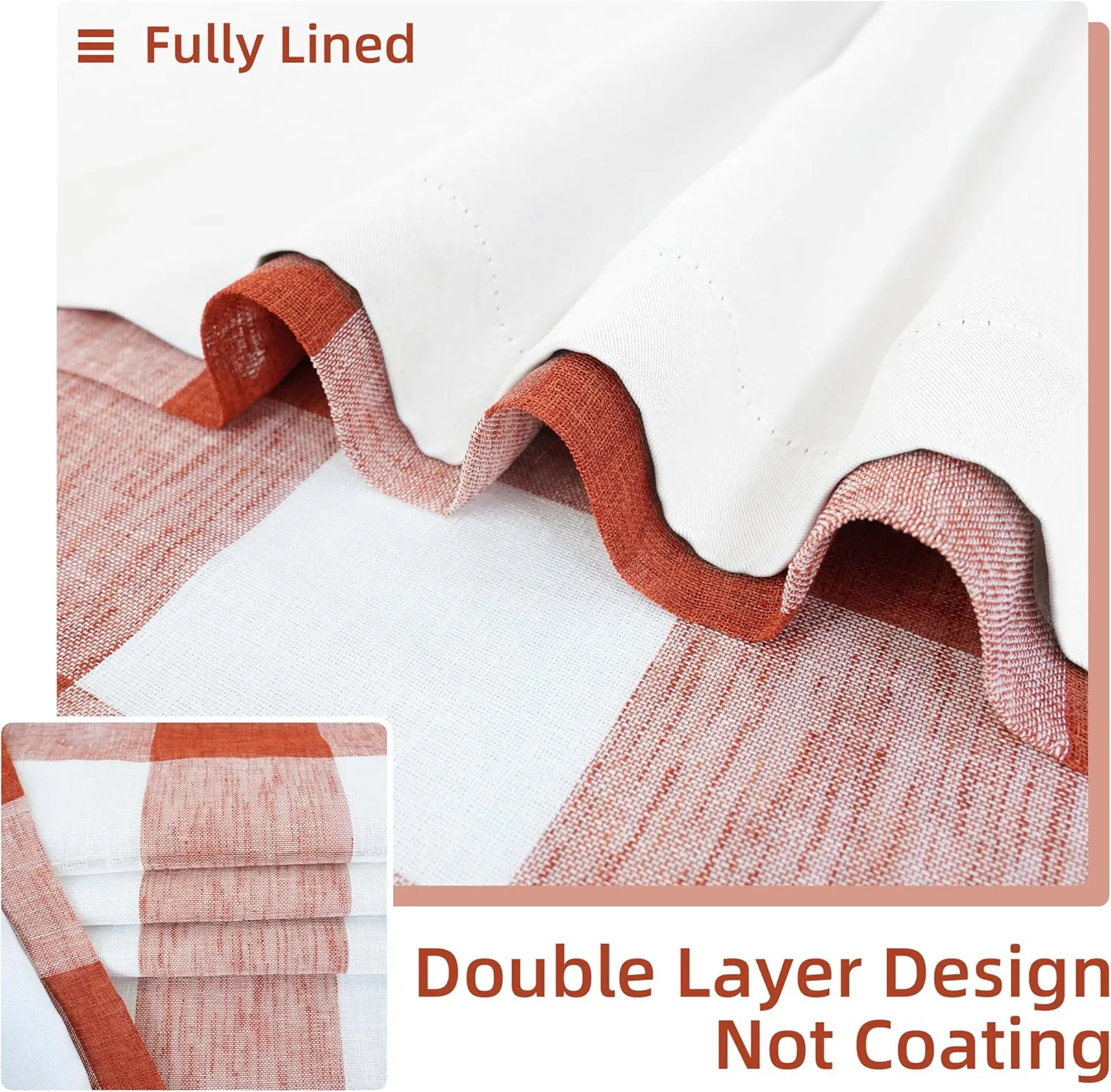 DriftAway Buffalo Plaid Check Curtains Woven Plaid Pattern Lined Blackout Thermal Insulated Window Curtain Grommet 2 Layers 2 Panels 52 Inch by 84 Inch Burnt Orange