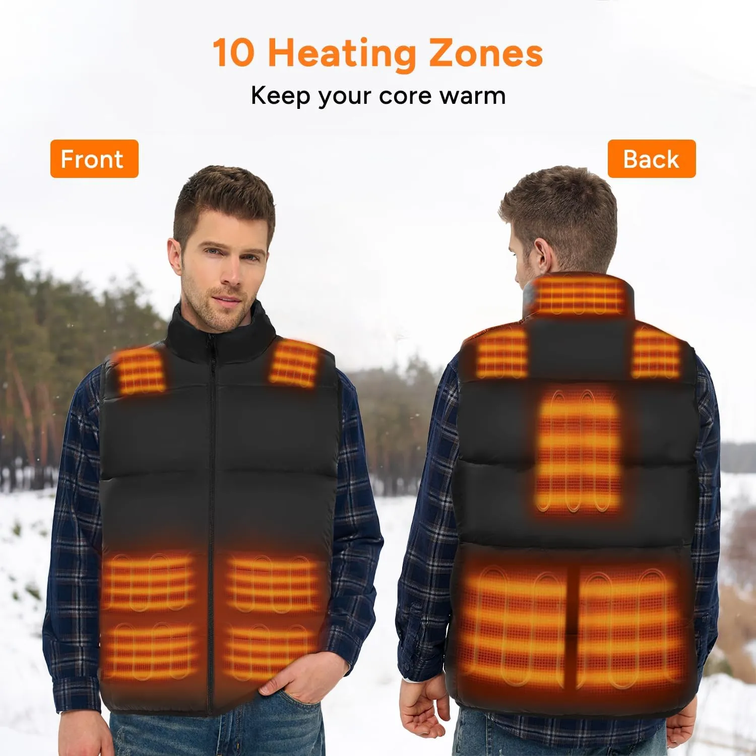 DR.PREPARE Heated Vest, Electric Heated Jacket for Men Women, Winter Heated Clothing with Heating Zones & 3 Heat Levels
