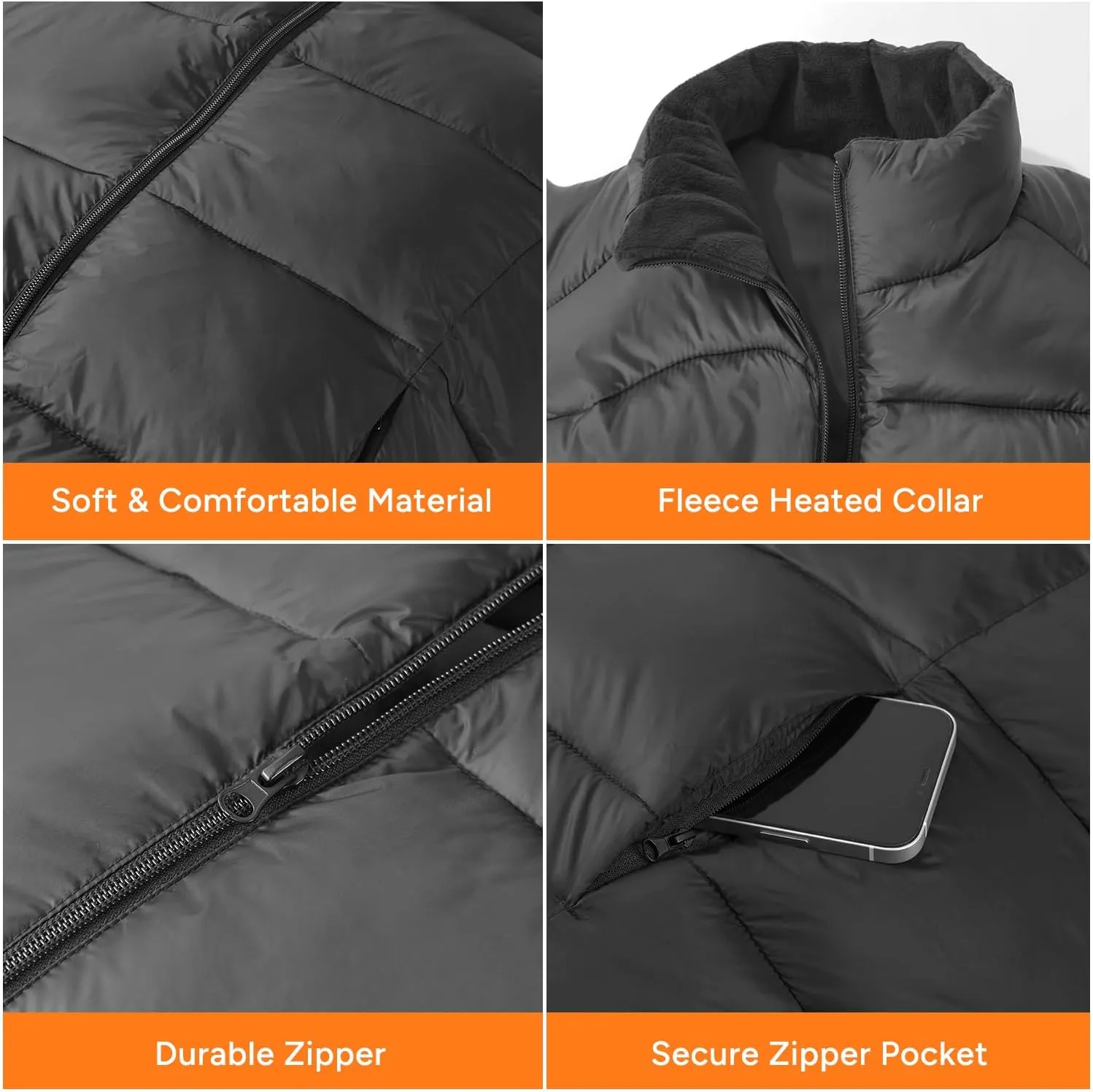 DR.PREPARE Heated Vest, Electric Heated Jacket for Men Women, Winter Heated Clothing with Heating Zones & 3 Heat Levels