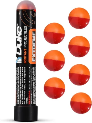 Duke Extreme Non-Lethal 68 Caliber Projectiles OC Spray Balls, Pepper Spray Self Defense Balls, Pepper Spray Balls, 68 Caliber Self Defense Balls, Non Lethal Ammo (1% OC 4% PAVA - 7 Count)
