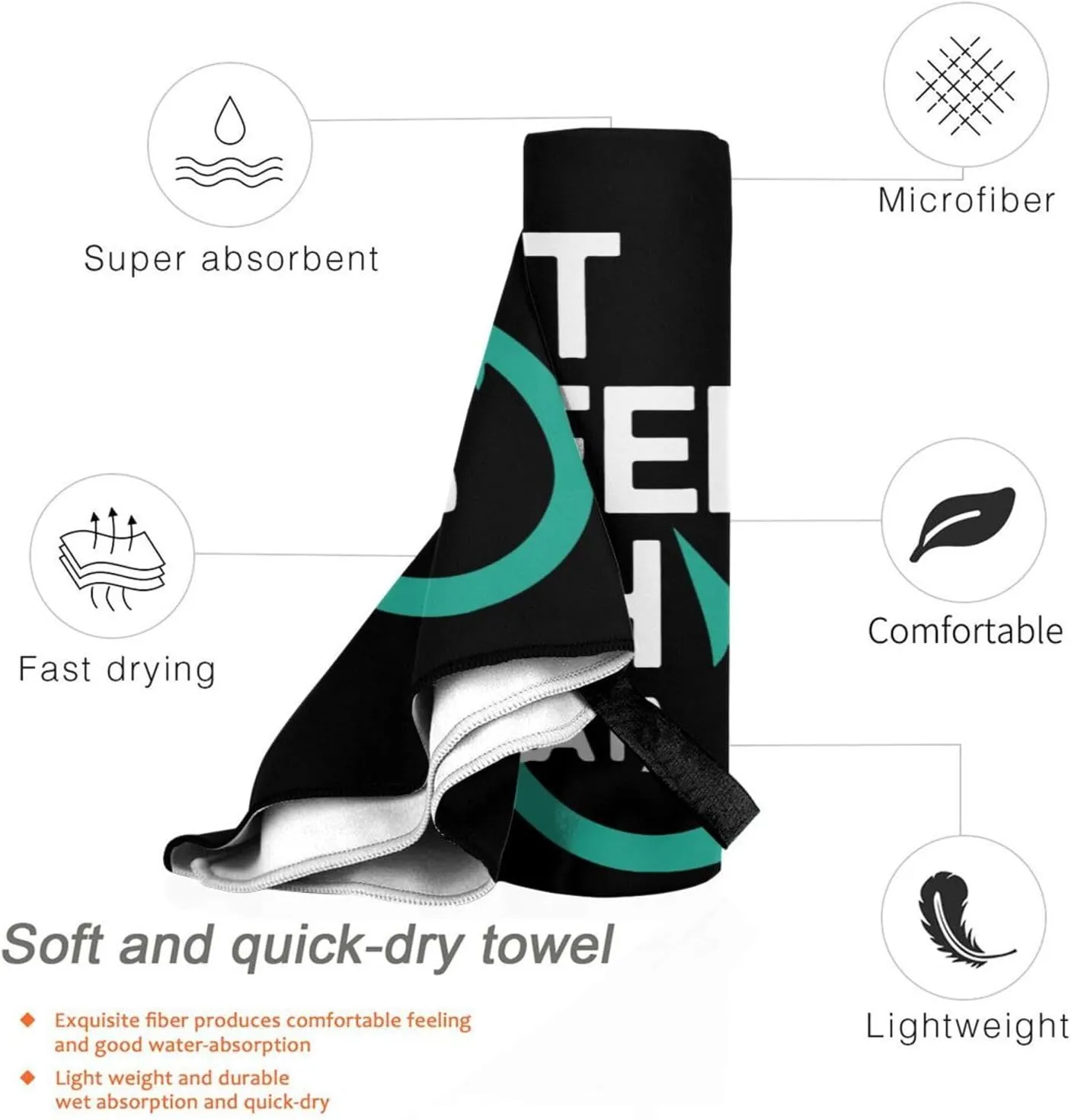 Eat Sleep Fish Repeat Beach Towel with Travel Bag 27.5"x55" Quick Dry Sand Free Lightweight Large Oversized Towels Light Vacation Essentials