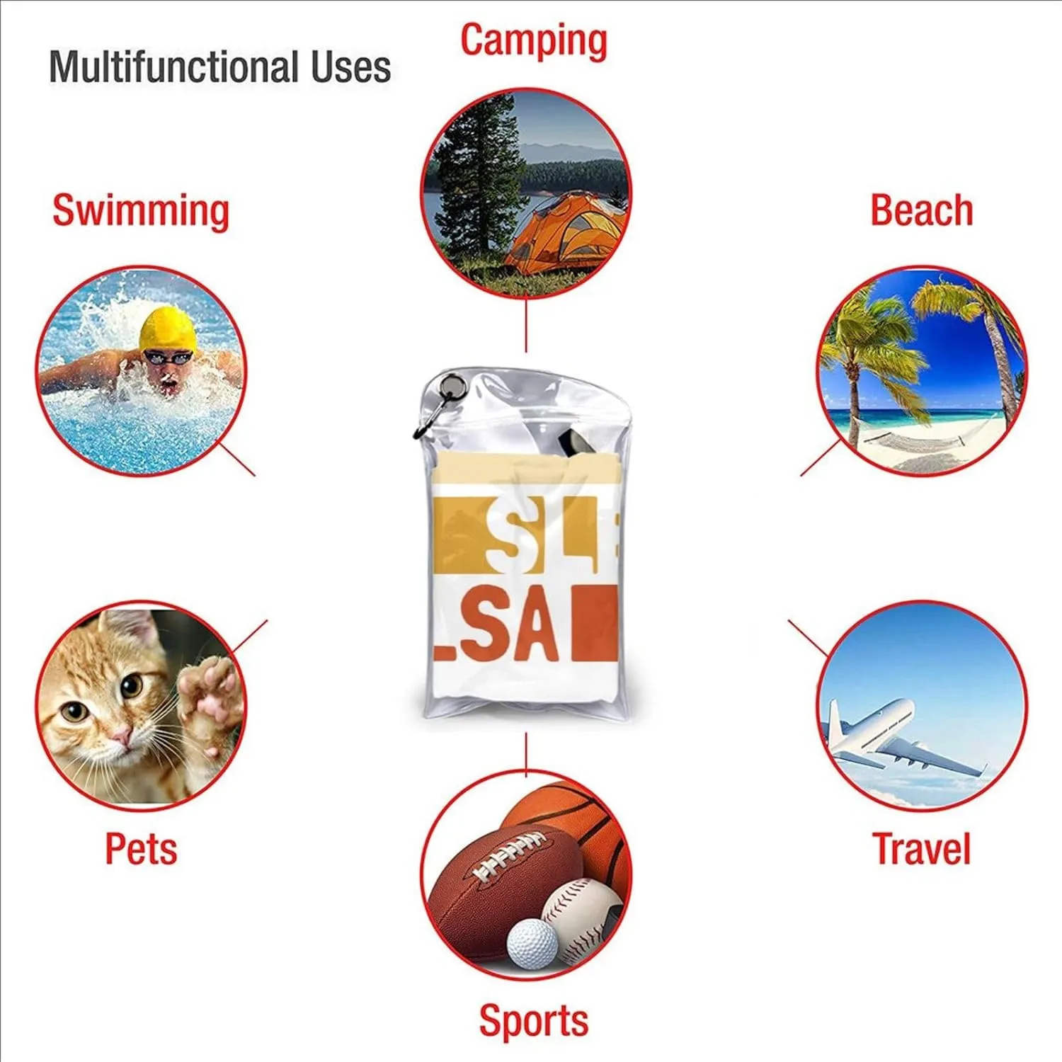 Eat Sleep Salsa Repeat Beach Towel with Travel Bag 31.5"x63" Quick Dry Sand Free Lightweight Large Oversized Towels Light Vacation Essentials