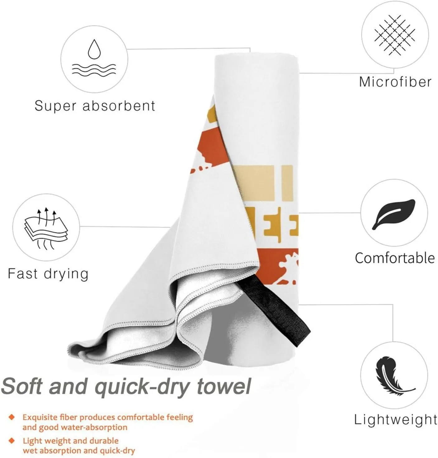 Eat Sleep Salsa Repeat Beach Towel with Travel Bag 31.5"x63" Quick Dry Sand Free Lightweight Large Oversized Towels Light Vacation Essentials