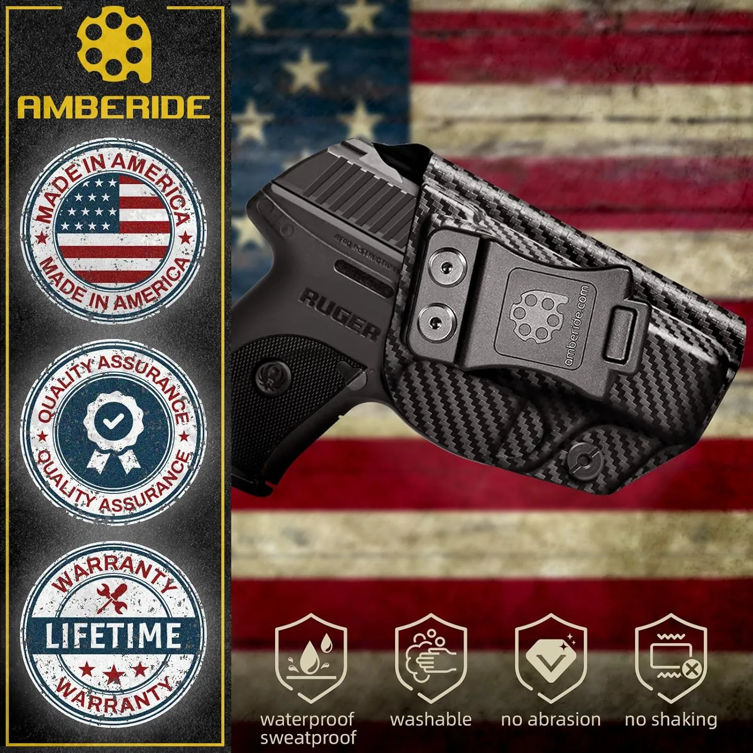 EC9S Holster LC9S Holster IWB Kydex for Ruger EC9S / LC9S / LC9 / LC380 Pistol – Inside Waistband Concealed Carry – Adjustable Cant & 'Posi-Click' Retention – No Wear - No Jitter - Made in USA